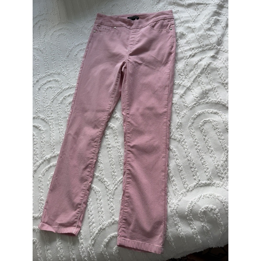 Mario Serrani Capri Pants Women XS Red Striped NWOT High Rise Pinstripe Stretch